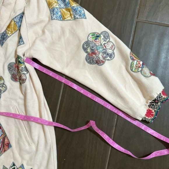 NWT Johnny Was Biya Glinda Cream Appliqué Quilt Mock Collar Duster Jacket S - Picture 14 of 17